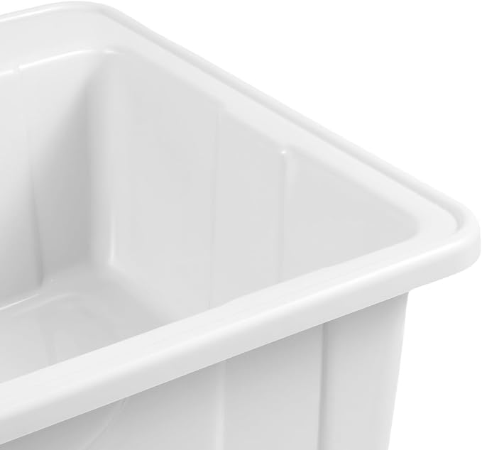 Plastic Utility Sink with 360° Swivel Hot and Cold Faucet White | 154 lbs Load Capacity, Equipped with Hose Hook Up, Includes Washboard, Bottom Storage Board, Suitable for Garages and Gardens
