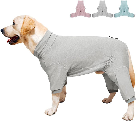 Dog Pyjamas PJS Sweater Clothes and Home Clothing Suitable for Small to Medium Breeds of Dogs, Dog Neutering Suits, Extra-Large Stretch Fabric, Four-Legged Clothes(Thin Gray, XL)