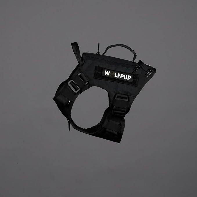 WOLFpak Tactical Dog Vest Harness No Pull Breathable (Alpha Black, X-Large) | Dual Grab Handles, 1000D Nylon, Four-Point Adjustment, MOLLE Attachment Panels, Three Storage Pockets, Metal Alloy Buckles