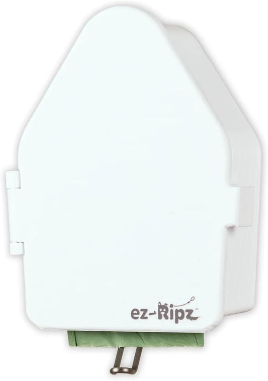 Indoor/Outdoor Dog Poop Bag Dispenser Wall Mount (White), Includes 3 Sample Rolls of Waste Bags, Easy Setup Dog Poop Station