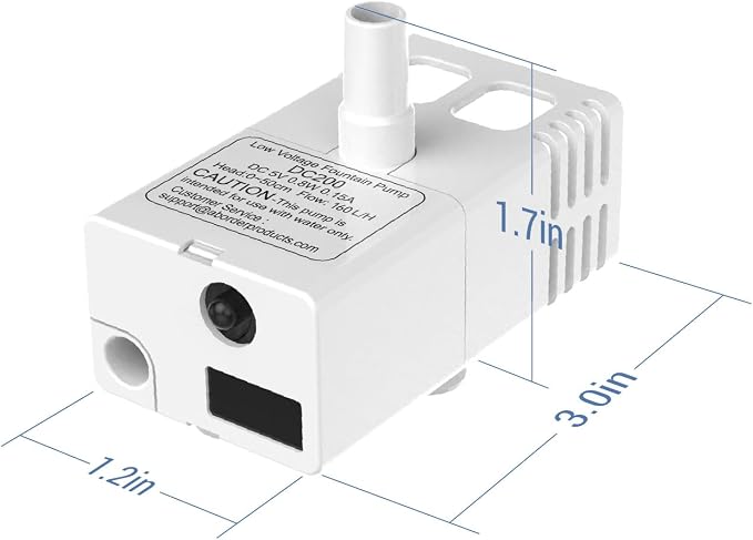Veken Replacement Pump for 50oz, 95oz and 108oz Pet Fountain Cat Water Fountain Dog Water Dispenser Ultra Quiet Long Lifespan Water Pump, USB Cable, LED Lights