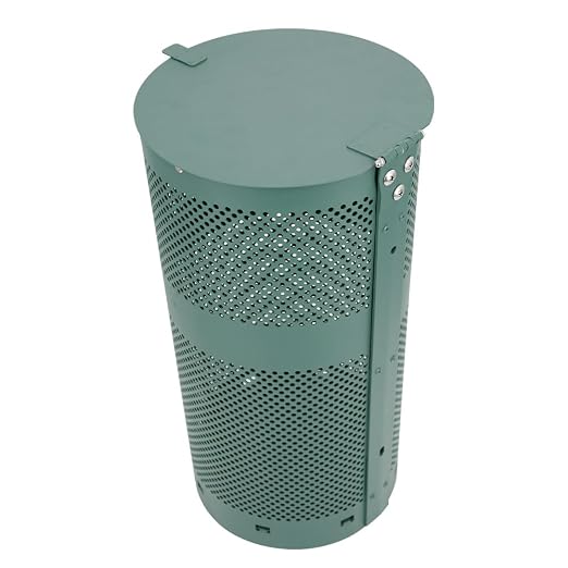 ZERO WASTE USA - Aluminum Outdoor Trash Can, 10 Gallon, Matte Black | Rust-proof 10-gallon aluminum outdoor trash can, post or wall mount, built-in liner clamps, weather-resistant lid