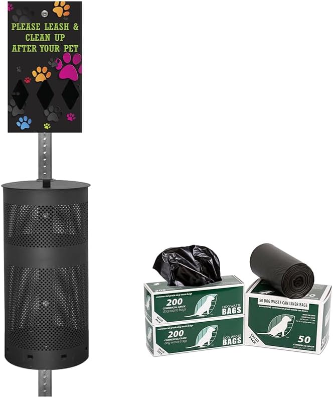 ZERO WASTE USA - Dispense-Art™ Low Profile Dog Waste Station-Colorful Paws | UV-printed aluminum low-profile station with 400 bags, 25 liners, 25% larger dispenser, rust-proof commercial design