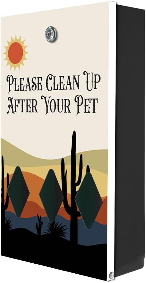 Zero Waste USA - DISPENSE-ART™ Roll Bag Dispenser & Sign - Desert Landscape | UV-printed roll bag dispenser & matching sign, 400 bags, 25% more storage, mounts to walls, posts & fences