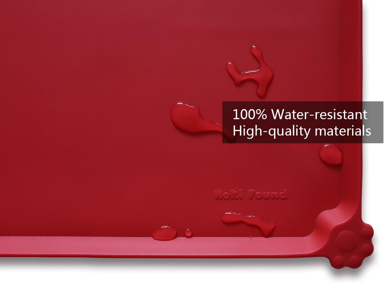 Hoki Found L Silicone Pet Food Mats Tray - Non Slip Pet Dog Cat Bowl Mats Placemat - Dog Pet Feeding Mat - Waterproof Dog Cat Food Mats -Pet Water Mats for Carpet - Classic red