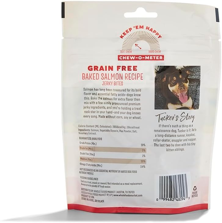 Whole Paws, Grain-Free Dog Jerky Treats, Baked Salmon Recipe, 5 Ounce