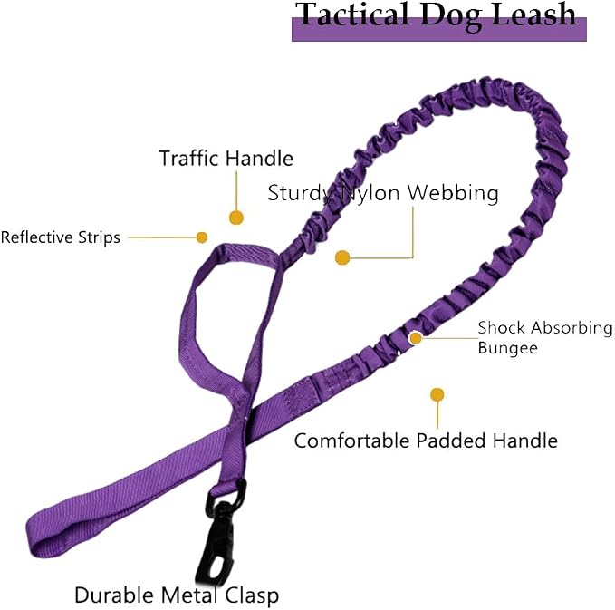 Tactical Dog Collar and Leash Set with Airtag Holder Waterproof Dog Airtag Collar with Handle Adjustable Heavy Duty Dog Collar Leash Set(DeepPurple，XXL
