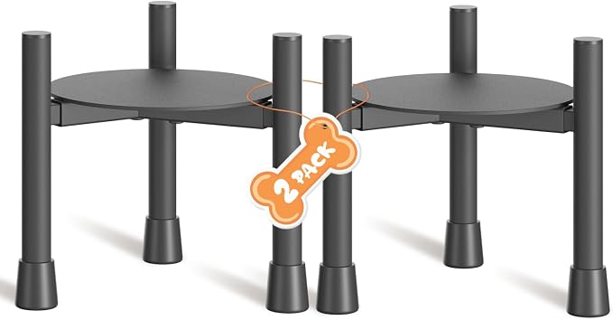 Elevated Dog Bowl Stand for Small Medium Breed, 2 Pack 10in Tall Holder | Adjustable Width 6-10in,Non-Slip Metal Puppy Food Water Raised Feeder, Fits Various Size Ceramic Stainless Steel Bowl