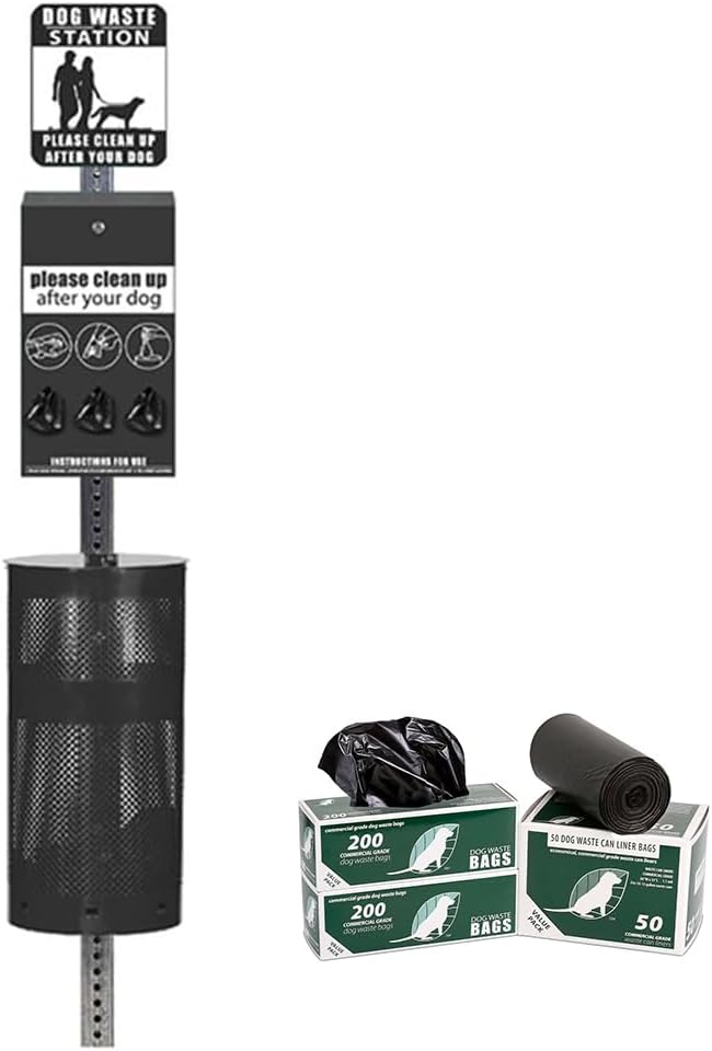 Zero Waste USA Rust-Proof Aluminum Dog Waste Station with Bags, Matte Black | Hand-welded aluminum station, rust-proof construction, locking dispenser, commercial-grade design for parks, apartments & HOA