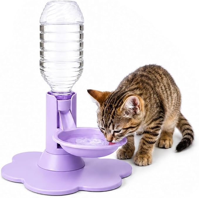 Automatic Pet Water Dispenser,Flow Self Refilling Cat & Dog Water Bowl | Portable Bottle Outdoor Jug, 3 Gallon No Spill, Washing Station for Pets, Feeder, Fountain, Storage(Purple,No Bottle)