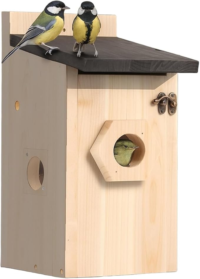 Bird House for Outside – Rustic Hanging Birdhouse for Bluebirds & Cardinals, Decorative Outdoor Bird Nesting Box for Garden, Tree, Fence 1pc