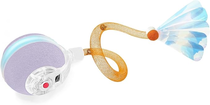 Interactive Cat Toys for Indoor Cats,The 3rd Generation Agile Moving Cat Ball with Elastic Mesh Tail,Automatic Kitten Toys for Bored Indoor Cats (Purple)