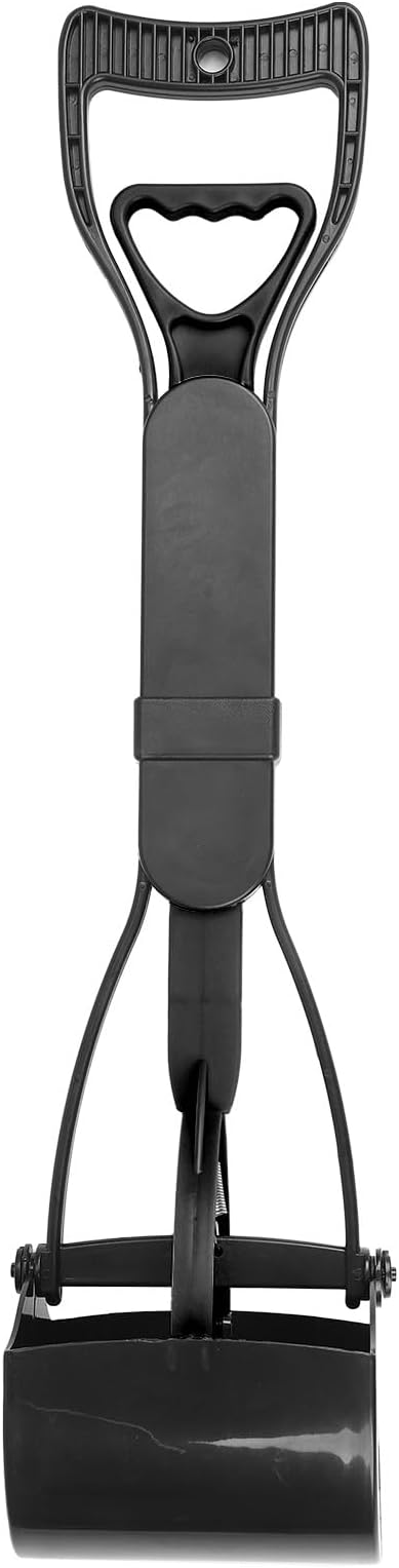 Pet Pooper Scooper, 23.7 Heavy Duty Dog Pooper Scooper, Long Handle Poop Picker Upper, Portable Pet Waste Grabber for Yard, Grass, Dirt, Double Spring, Dog Supplies (All Black)