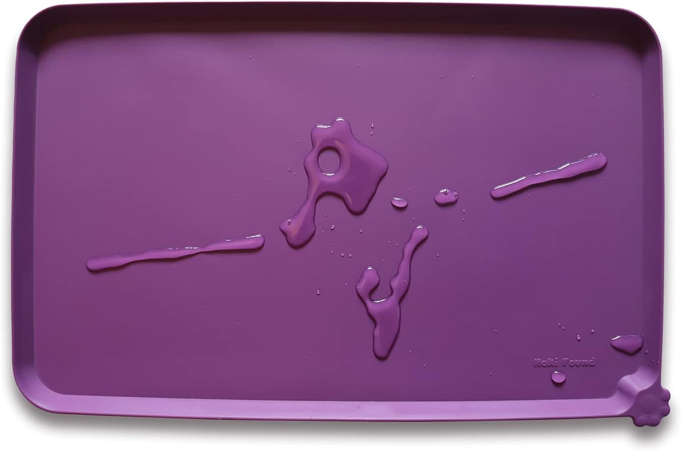 Hoki Found Silicone Pet Food Mats - Non Slip Dog Cat Bowl Placemats - Waterproof Dog Cat Food Mats for Carpet - Eggplant
