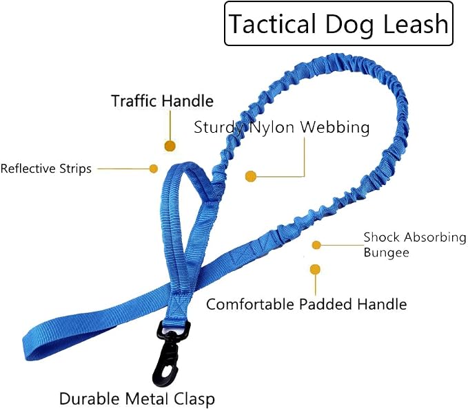 Tactical Dog Collar and Leash Set for Large Dogs with Handle,Dark Blue,L | 1000D Heavy-Duty Nylon Fabric,Quick-Release Metal Buckle,Adjustable Fit,Soft-Padded Webbing,D-Ring,for Training & Hiking