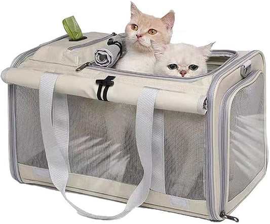 Pet Carrier Bag for Cats & Small Dogs, Airline Approved Travel Cat Carrier with Mesh Windows, Shoulder Strap & Removable Mat, Foldable Design for Home & Outdoor Trips