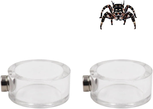 2 Pack Jumping Spider Enclosure Accessories, Leak-Proof Jumping Spider Feeding Dish with Magnet, Acrylic Water Bowl for Jumping Spider, Tarantula, Mantis, Other Small Reptiles or Insects