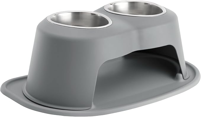 WeatherTech Double High Pet Feeding System - Elevated Dog/Cat Bowls - 8 inch High Dark Grey (DHC3208DGDG)
