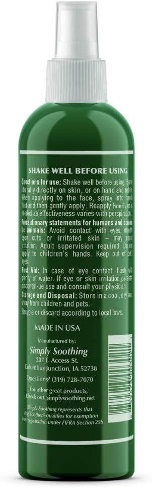 Bug Soother Natural Insect Repellent Spray, DEET-Free 4 oz. (3 Count) | Plant Based | Repels Mosquitos, Gnats & No See'ums | Family Safe | Made in the USA
