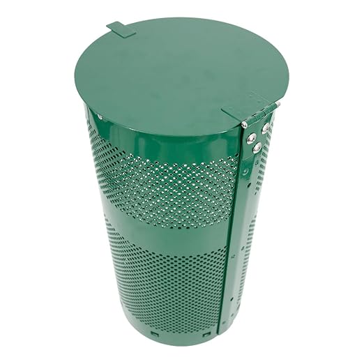 ZERO WASTE USA - Aluminum Outdoor Trash Can, 10 Gallon, Gloss Green | Rust-proof 10-gallon aluminum outdoor trash can, post or wall mount, built-in liner clamps, weather-resistant lid