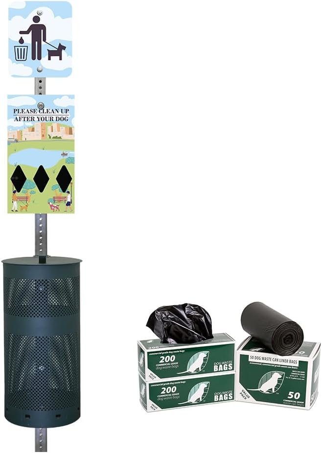 Zero Waste USA - Aluminum Dog Waste Station - Dog Park Walk | Matte Green | DISPENSE-ART™ UV-printed aluminum station, 25% larger bag storage, rust-proof commercial design for parks & properties