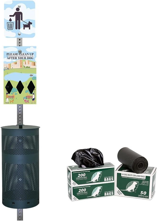 Zero Waste USA - Aluminum Dog Waste Station - Dog Park Walk | Matte Green | DISPENSE-ART™ UV-printed aluminum station, 25% larger bag storage, rust-proof commercial design for parks & properties