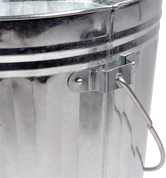 Mytee Products 2 Pack Galvanized Trash Can w/Lid Ideal for Trailers - 4 Gallon Steel Mounted Small Outdoor Garbage Can for Home, Office, Bathroom, Kitchen - Fire and Heat Resistant
