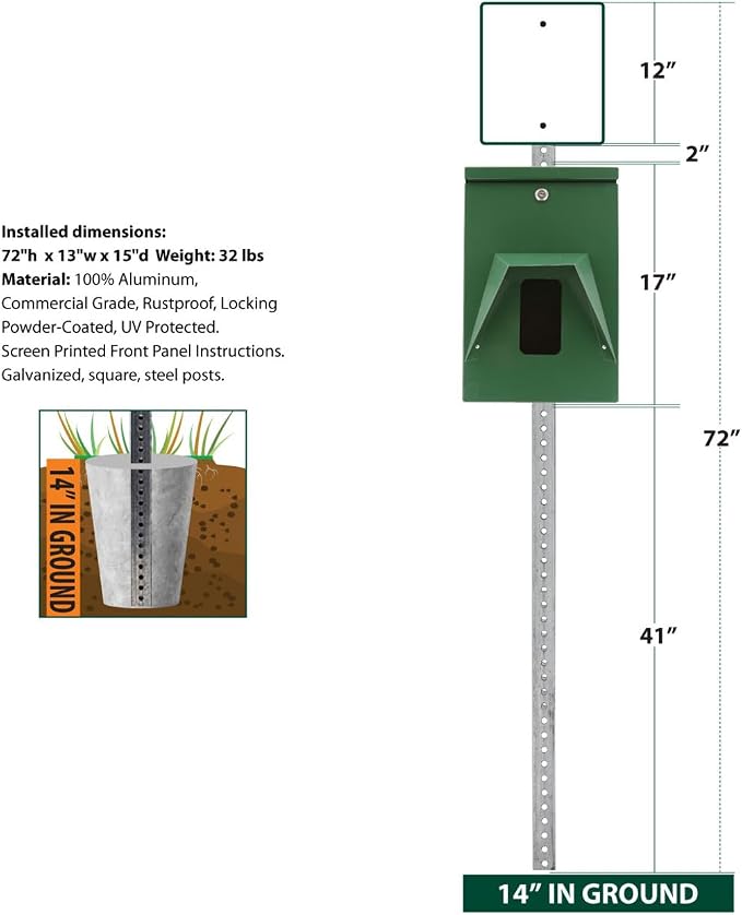 Mutt Mitt® Aluminum Mini Dog Waste Station - Gloss Green | 2-Ply | Full-height aluminum station with sign, 400 header bags, locking dispenser, & post | install beside existing trash cans