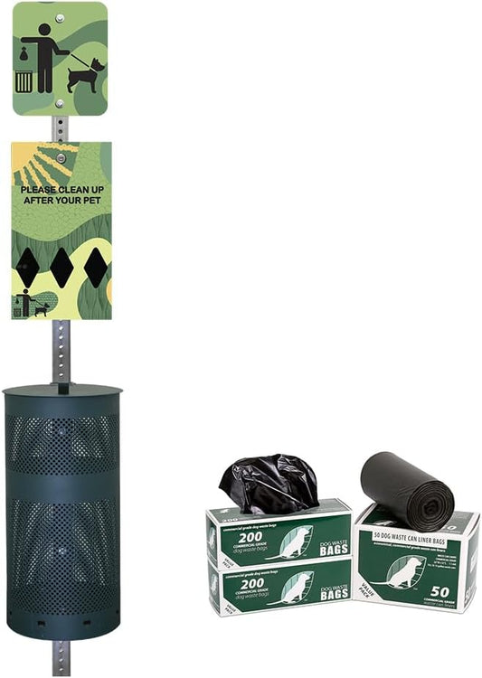 Zero Waste USA - Aluminum Dog Waste Station - Green Land Abstract | Green | DISPENSE-ART™ UV-printed aluminum station, 25% larger bag storage, rust-proof commercial design for parks & properties