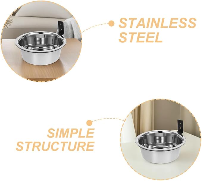 Elevated Dog Bowls Wall Mounted Feeding Station Stainless Steel Raised Pet Food and Water Bowls 8-inch Set of 2 for Indoor and Outdoor Use
