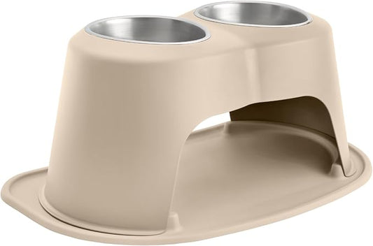 WeatherTech Double High Pet Feeding System - Elevated Dog/Cat Bowls - 12 inch High Tan (DHC6412TNTN)