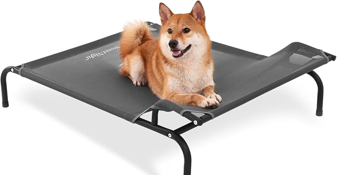 Sweetnight Elevated Dog Bed, Headrest Raised Cot with Steel Frame | 43 Inch Waterproof Heavy Duty Steel Frame Dog Bed, Supports 66-88 lbs Large Dogs, Easy Assembly Outdoor Indoor Pet Cot