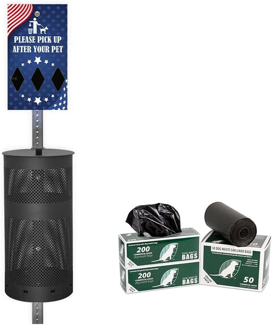 ZERO WASTE USA - Dispense-Art™ Low Profile Dog Waste Station - Team USA | UV-printed aluminum low-profile station with 400 bags, 25 liners, 25% larger dispenser, rust-proof commercial design