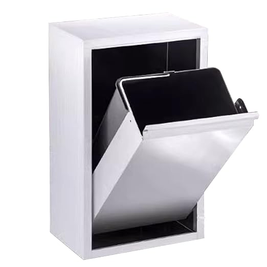 Commercial Waste Receptacle Embedded Trash Bin, Stainless Steel Tilt Out Trash Cabinet Hidden Trash Can, Wall-mounted Waste Bin Recycling Cabinet, Bathroom Waste Container Kitchen Trash Can Cabinet