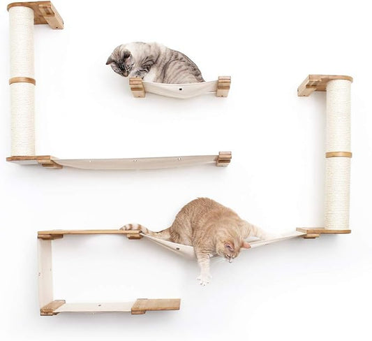 CatastrophiCreations The Roman Cat Fort - Multiple-Level Cat Hammock & Climbing Activity Center Wall-Mounted Cat Tree Shelves
