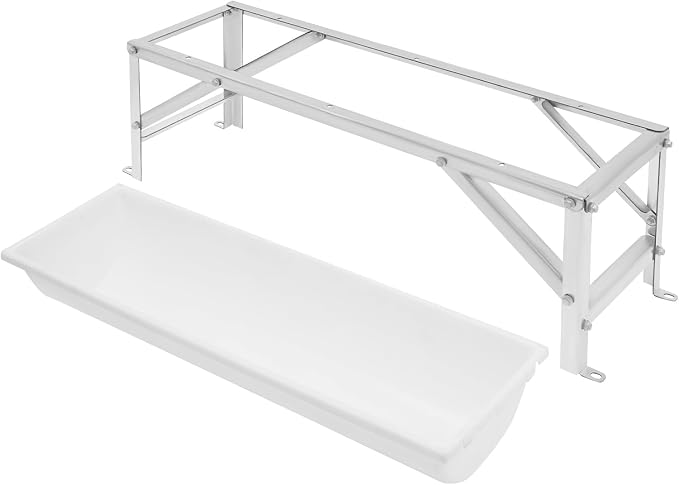 39.4" Long Feed Trough, 35L/9.25Gal Livestock Feeder Trough, Heavy Duty Galvanized Sheet Feeder Trough Animal Feed/Water Station for Goats Sheep Pigs Horses (White)
