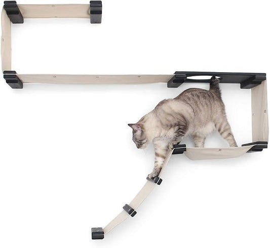 CatastrophiCreations Cat Wall Mounted Play Cat Condo, Bamboo Frame, Modular Design, Sisal Pole, Hammock, 18" and 34" Sections