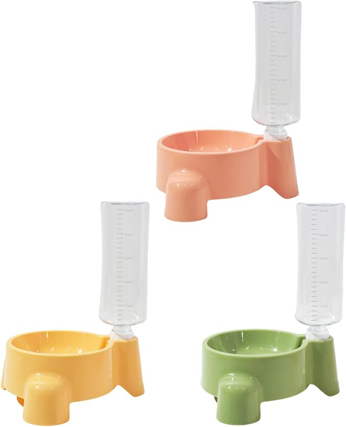 Dog Feeding Station Leak Water Fountains Detachable Bottle Anti Slip Base Design Stainless Steel Bowl with Water and Food