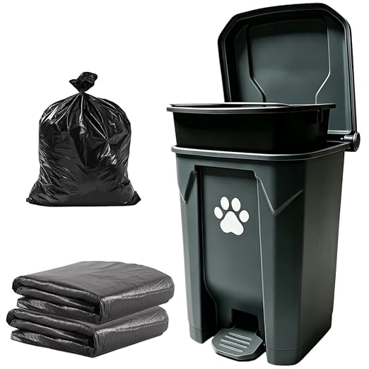 Dog Poop Trash Can Outside 20L with Waste Bags Outdoor Dog Poop Trash Can for Backyard with Lid Odorless Waterproof Foot Pedal and Removable Inner Bucket