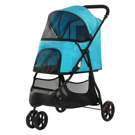 Pet Stroller for Small/Medium Dogs & Cats, Lightweight Travel Stroller (Lake Blue)