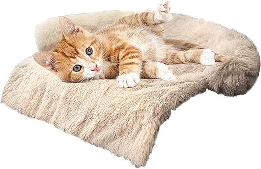 Luxurious Calming Dogs/Cats Bed Mats, Dog Pad Washable Removable Couch Cover, Plush Long Fur Mat for Pets, Waterproof Lining, Perfect for Small, Medium and Large Dogs and Cats (Beige, 31"x23")