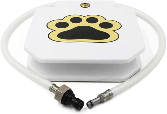 Outdoor Dog Water Fountain, Paw Activated Pet Drinking Fountain, Dispenser | Durable Step On Metal Sprinkler, Brass Valve, Sturdy 41" Hose, Easy to Use, Provides Fresh Water Constant Stream, Fun Dog Toy