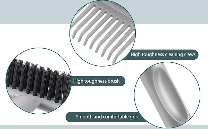 2-in-1 Hair Brush Cleaner & Remover Tool Brush Cleaning Tool Comb Cleaner Effective Hairbrush Cleaners Small and Portable for Travel Man Woman Home Salon Removing Hair Dust(Grey)