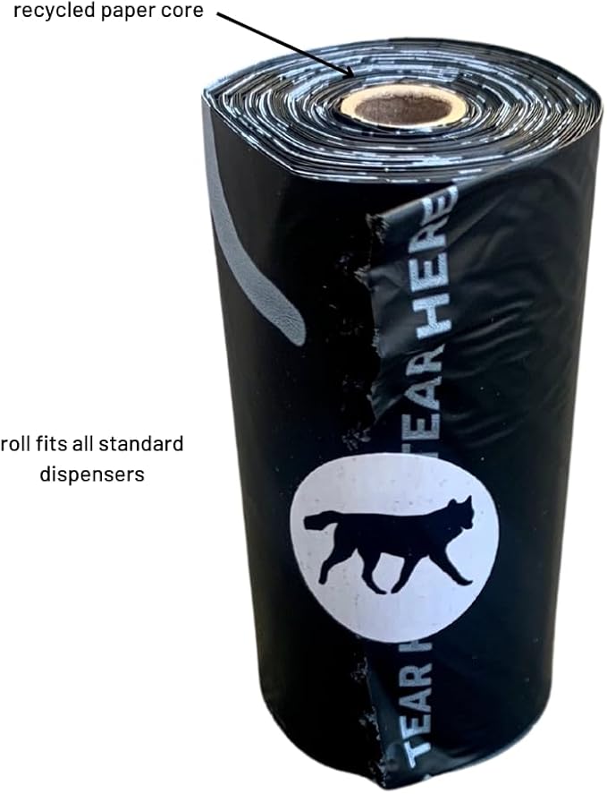 ROMNG Compostable Dog Poop Bags, Plant-Based, TUV Certified, Unscented, Leak-Proof, 12 Rolls, 180 Bags, Black