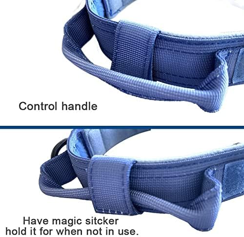 Tactical Dog Collar for Large Dogs with Control Handle,Dark Blue,XXL | 1000D Heavy-Duty Nylon Fabric,Quick-Release Metal Buckle,Adjustable Fit,Soft-Padded Webbing,D-Ring,for Training & Hiking