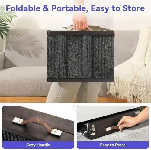 Pawaboo 2026 Upgraded Small Dog Ramp for Couch Foldable, 5 Ajustable Height | Height from 9.8" to 20.5", Portable Stable Pet Steps with Non-Slip Pad, Pet Ramps Use for Sofa Couch Stairs, Wood