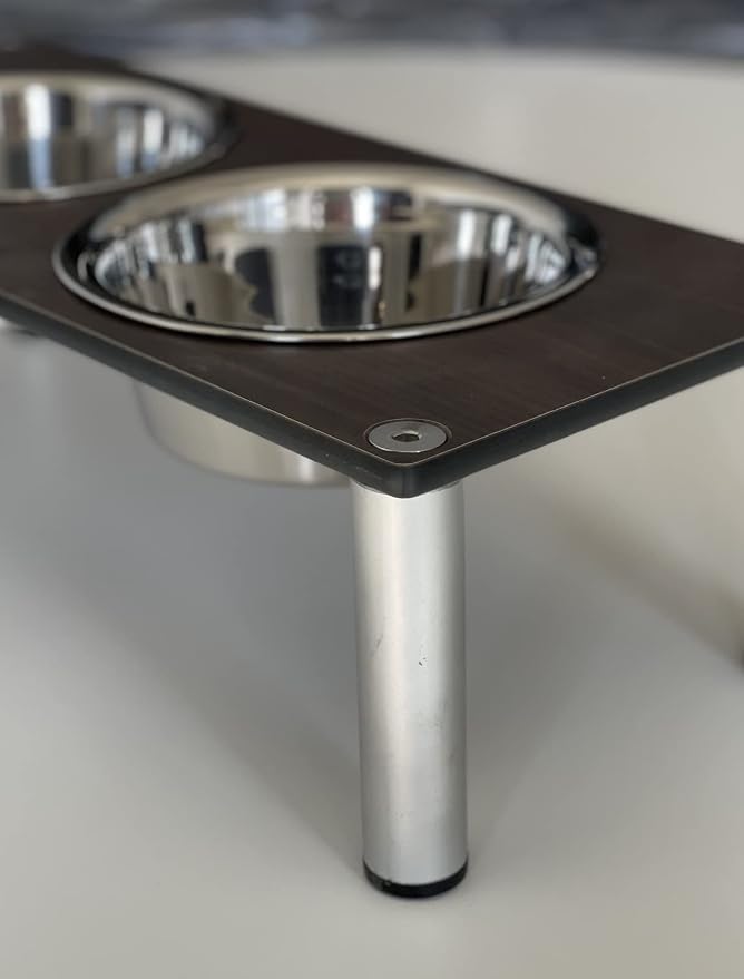 Raised Pet Bowls for Cats and Dogs, Outdoor Elevated Dog Cat Food and Water Bowls Stand Feeder on Aluminum Legs with 2 Stainless Steel Bowls Sizes for Small Medium and Large Dogs. - Medium (Tosca)