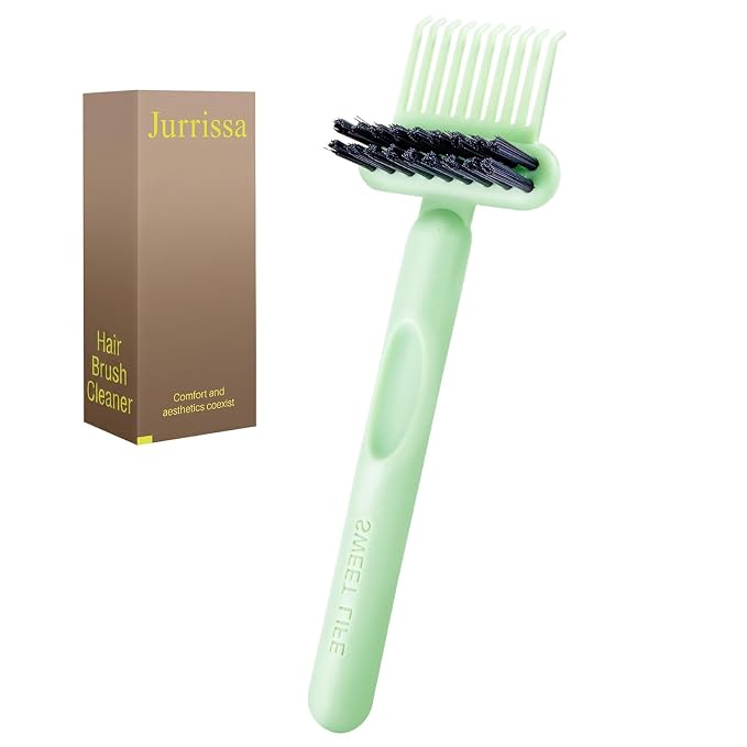 Hair Brush Comb Cleaning Tool Comb,2-in-1 Hair Brush Cleaner Tool, Portable Remover Rake for Removing Hair Dust, Home and Salon Use (Green)