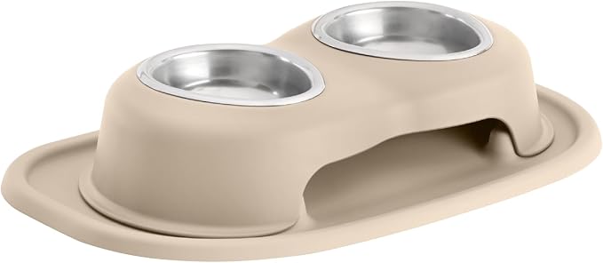 WeatherTech Double High Pet Feeding System - Elevated Dog/Cat Bowls - 3 inch High Tan (DHC0803TNTN)