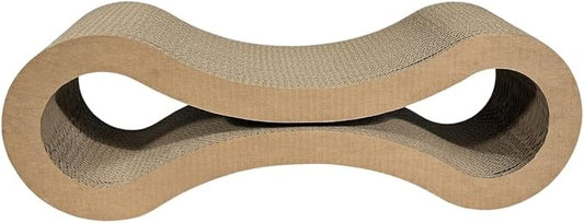 BarkWell Pet Infinity Style Cat Scratcher for Cats, Recycled Corrugated Cardboard, Natural, 24.75 x 8.5 x 8 Inches, Made in USA